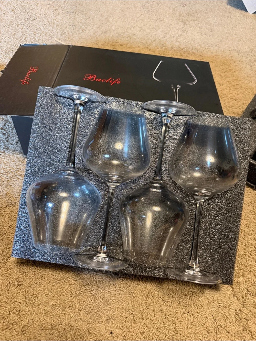 Baclife Clear Crystal Wine Glasses - Set of 4